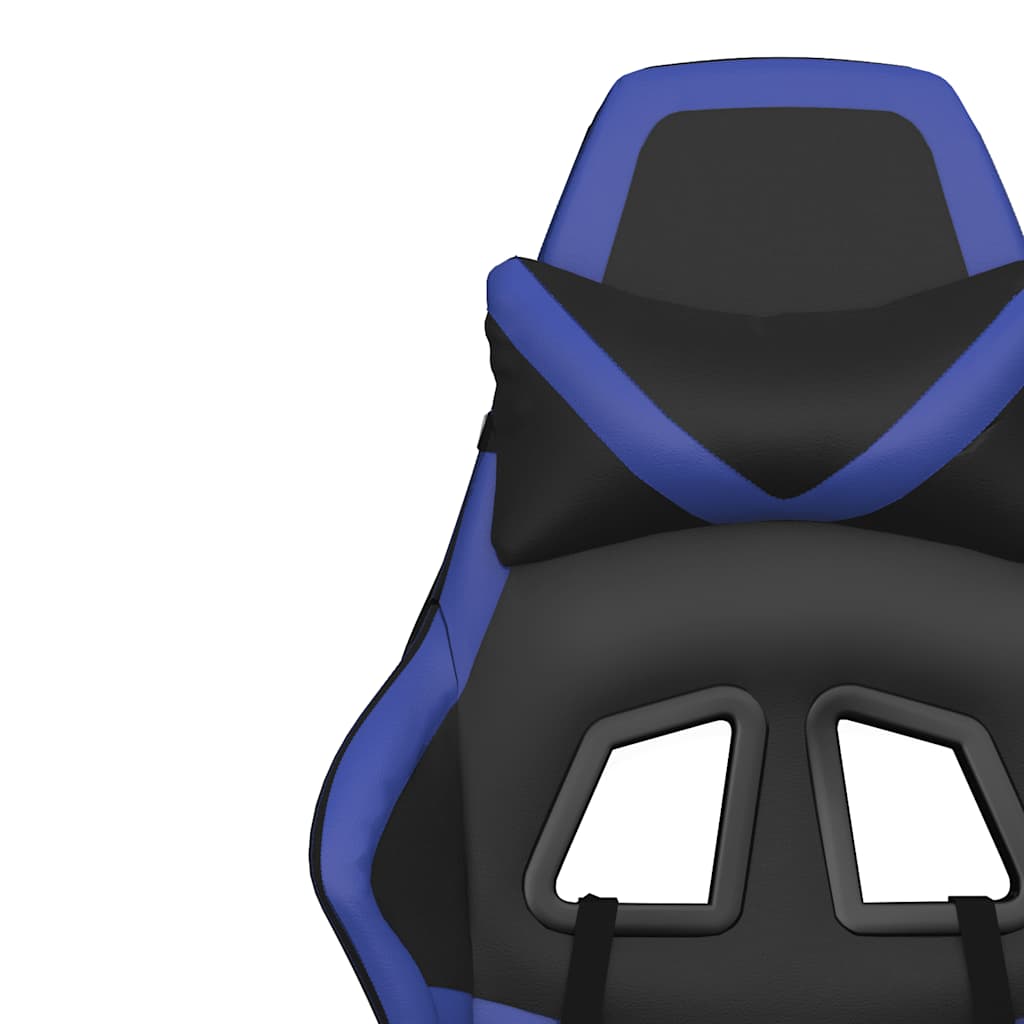 Gaming Chair with Massage Function Black and Blue Artificial Leather