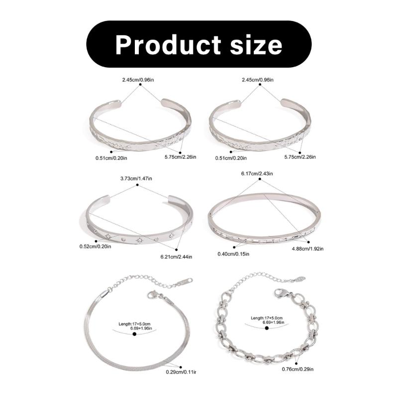 Modern Bangle Stainless Steel Bracelet Jewelry Adjustable Size Wristband Unisex Accessory for Casual Or Formal Outfits