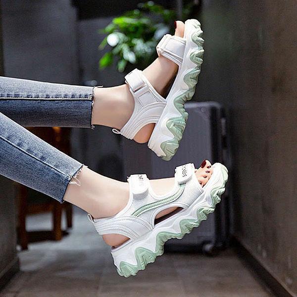 Female Platform Soft Sole Roman Casual Shoes Sports Dad Sandals Summer All Match Net Red Muffin Sandals