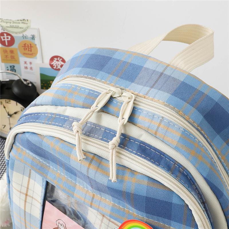 Five-piece Bag Girl Student Plaid Backpack For Junior High School Students