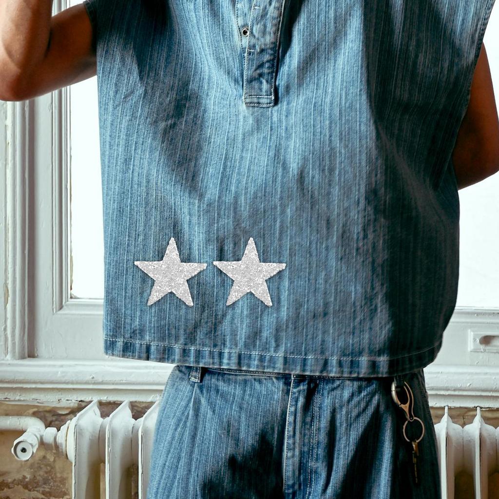 6pcs Diy Star Iron-On Rhinestone Patches Sparkly Adhesive Appliques For Clothing & Party Decoration Convenient Heat Transfers