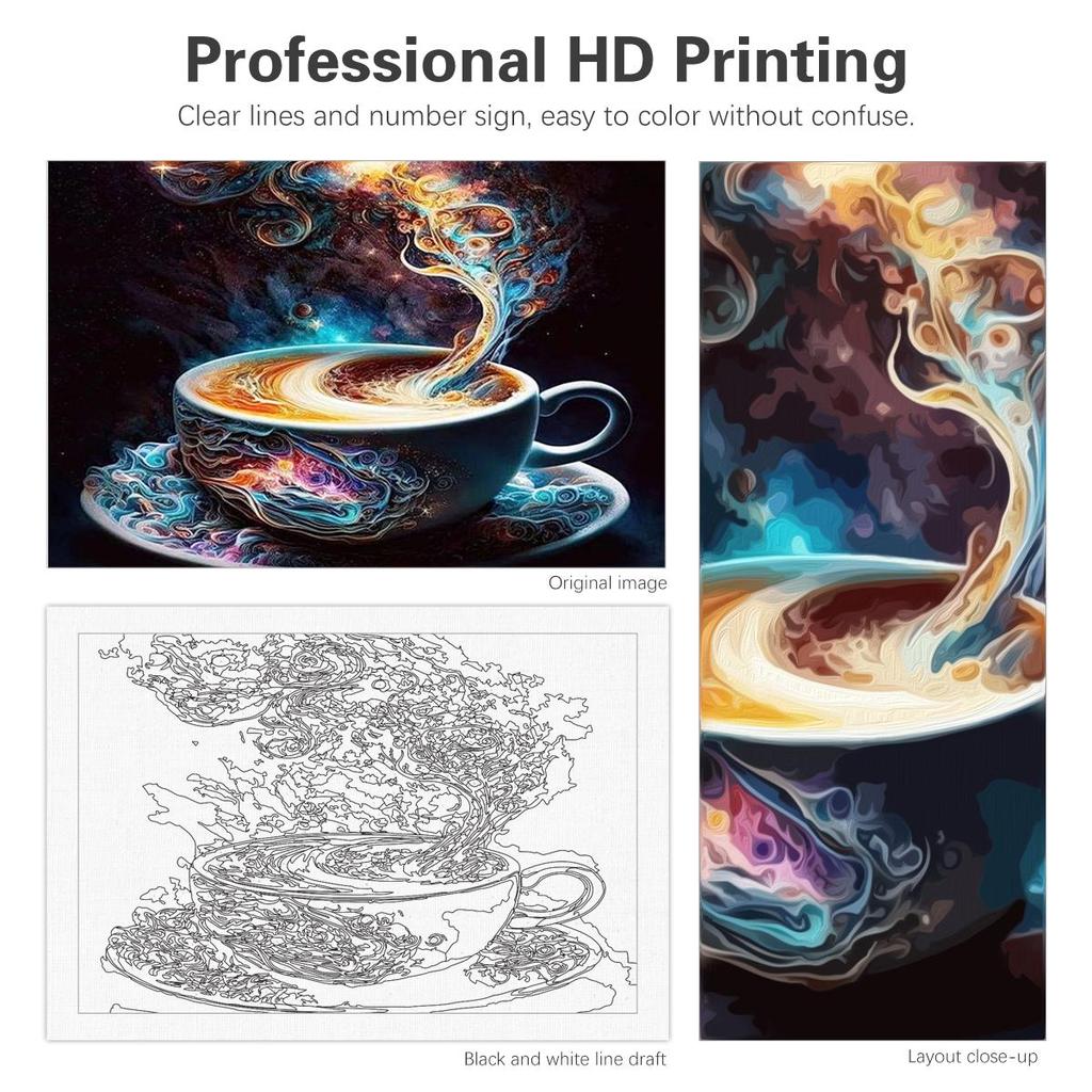 RUOPOTY Paint By Numbers For Adults Starter Kits Coffee Picture On Numbers Coloring Acrylic Paint With Brushes For Diy Gift