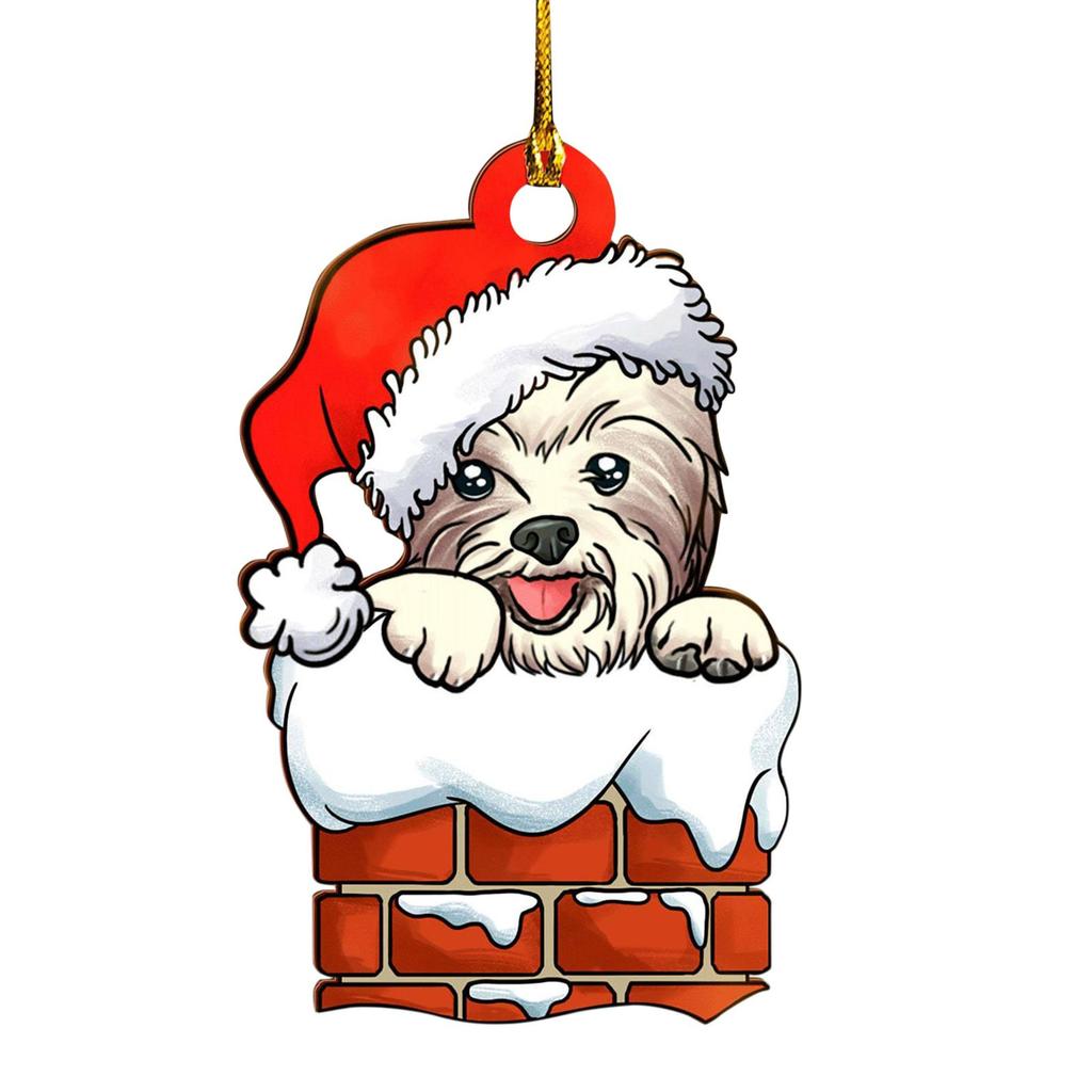 Christmas Dog Ornament Acrylic Christmas Tree Hanging Pendant Sign Statue Decorations 2023 New Year Gift Party Supplies