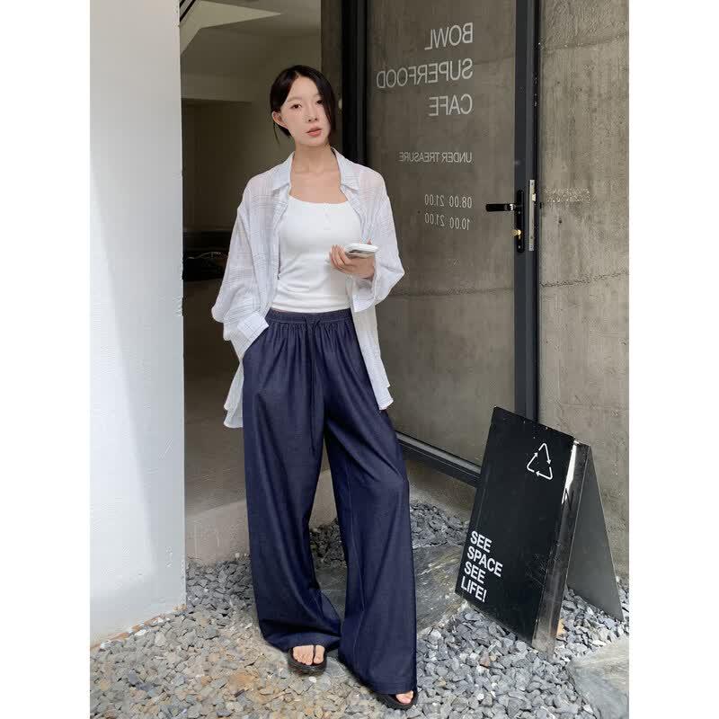 ICH MODE Women s Summer Wide-Leg Straight Casual Pants XL