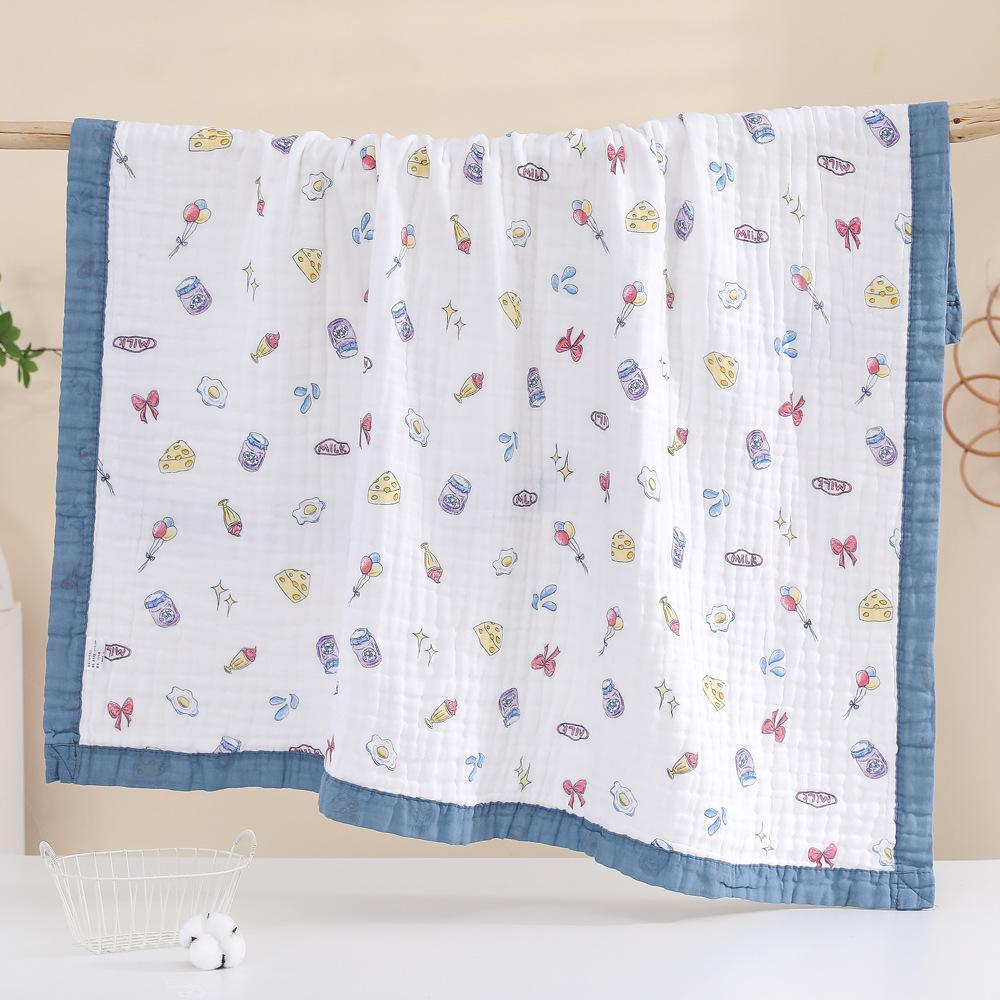 Pătură personalizabilă cu șase straturi din bumbac seersucker pentru copii și prosop pentru bebeluș - Moale, absorbant și pătură cu margine lată