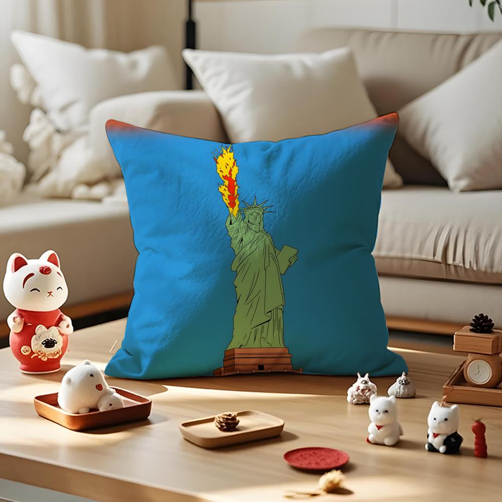 Parody Art Illustration Cushion Cover Anti-dustmite Pillowcase Invisible Zipper Silky Short Plush Sofa Cushion Cover