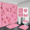 Sparkling Golden Red Shower Curtain Set With Non-Slip Rugs Toilet Lid Cover And Bath Mat Glitter Shower Curtain Bathroom Decor