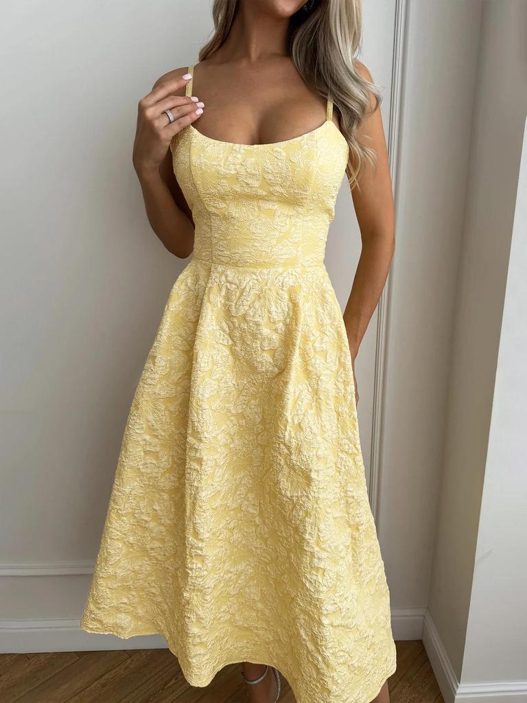 2026 Frühling/Sommer Süßes Frisches Spaghettiträger Einfarbiges Resort-Kleid - Europäischer & Amerikanischer Französischer Prinzessinnenstil