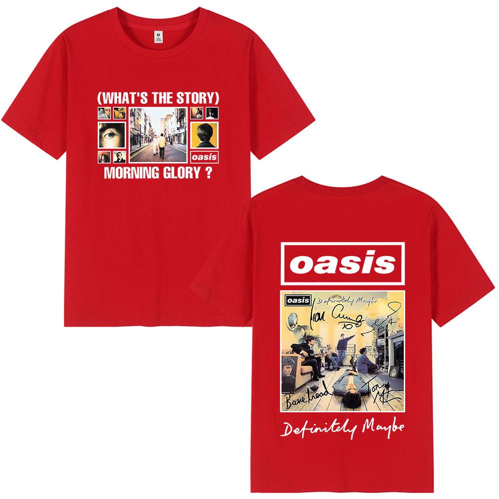 O-Oasis T-Shirts British Rock Band Vintage T-shirt Mens Clothing Cotton Casual Short Sleeve T Shirts Tops Streetwear Fans Gift