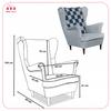Carol Duo Scandinavian Family Meble Wing Chair, Grey Navy Blue, Steel