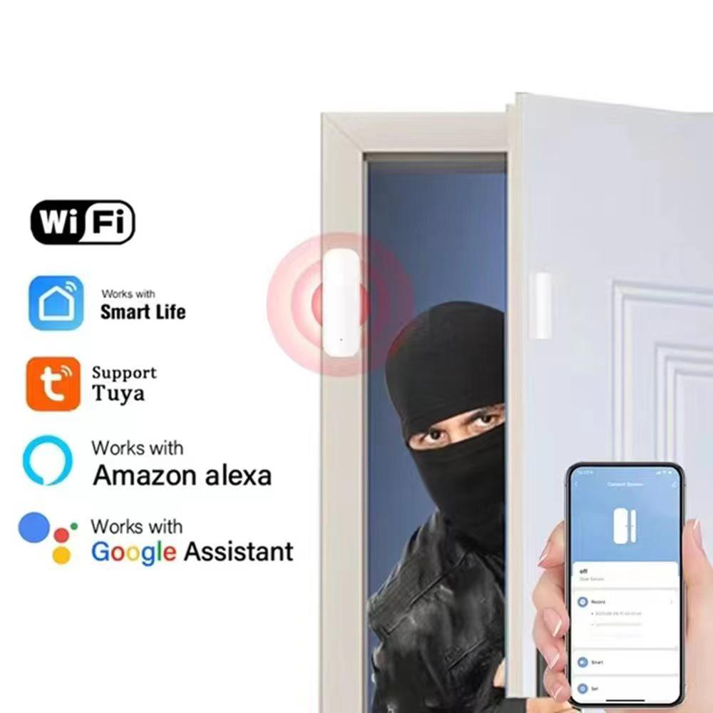 Tuya WiFi Smart Door Sensor: Magnetic Indoor Alarm Detector