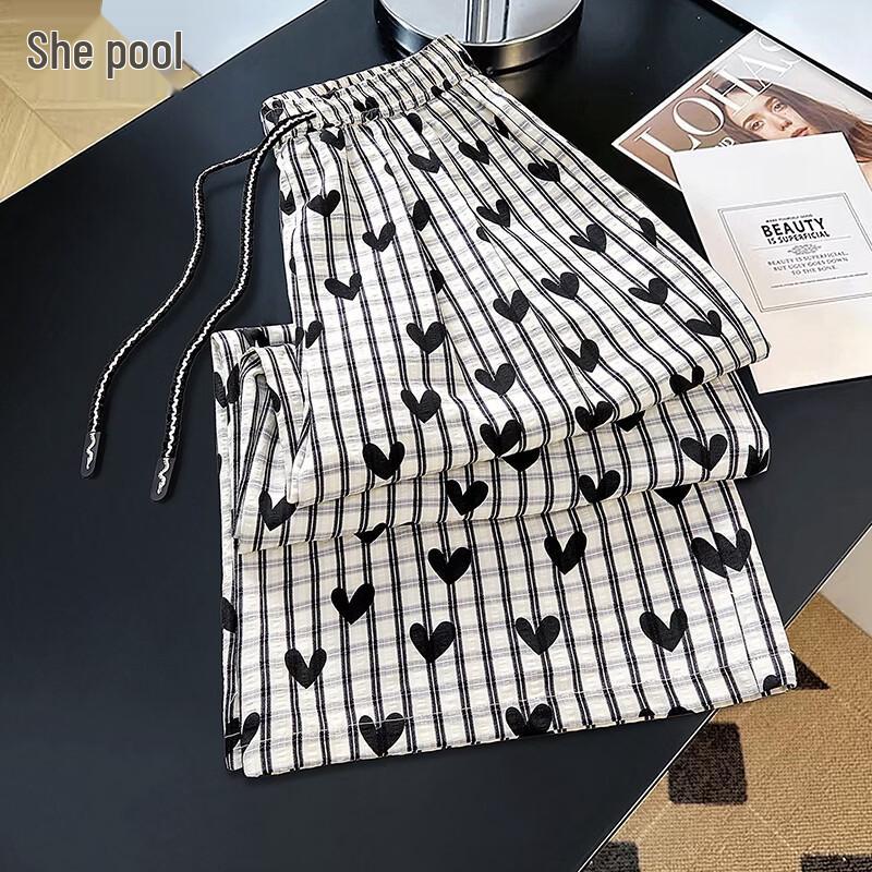 Women s Lyocell Blend Plaid Heart Casual Pants L