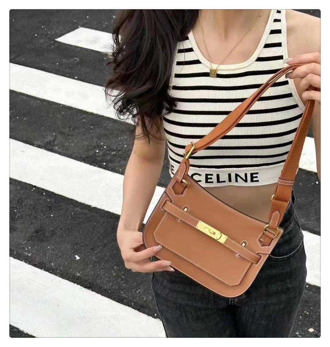 

2024 Мини-сумка Gypsy с замком: Модная сумка через плечо и почтальон из коровьей кожи с верхним слоем для женщин 22 CM