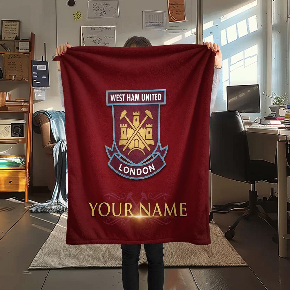 Benutzerdefinierter Name West Ham United2 Flanell-Decke, Hohe Qualität, Bequem für alle Jahreszeiten, Heimdekoration, Wärme und Komfort