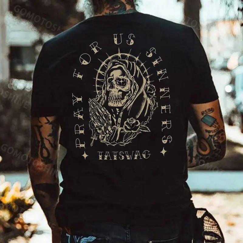 PRAY FOR US SINNERS Praying Skeleton Print Men s Unisex T-Shirt S