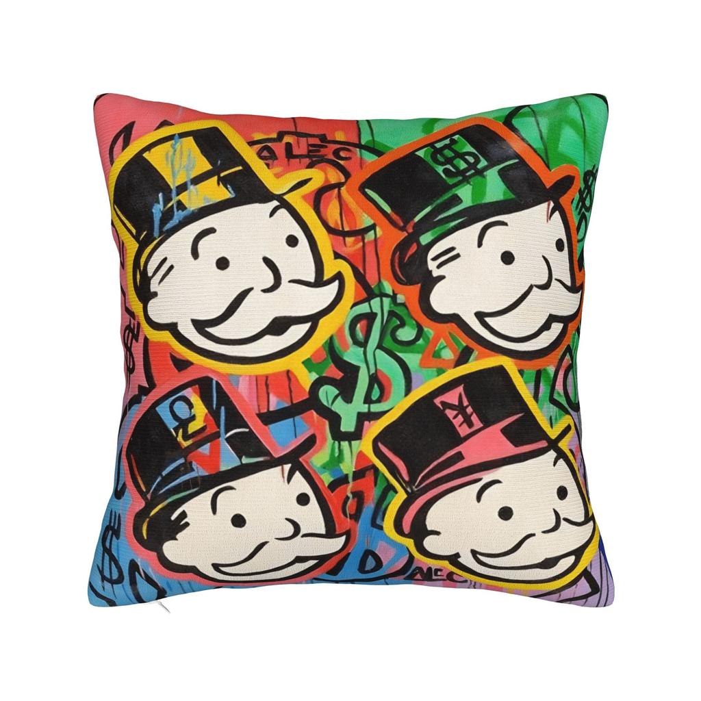 Alec Monopoly B Lucky Dragon Pillow Case Graphic Pillow Cover Retro Trendy Cushion Cover For Sofa Couch Bed Living Room
