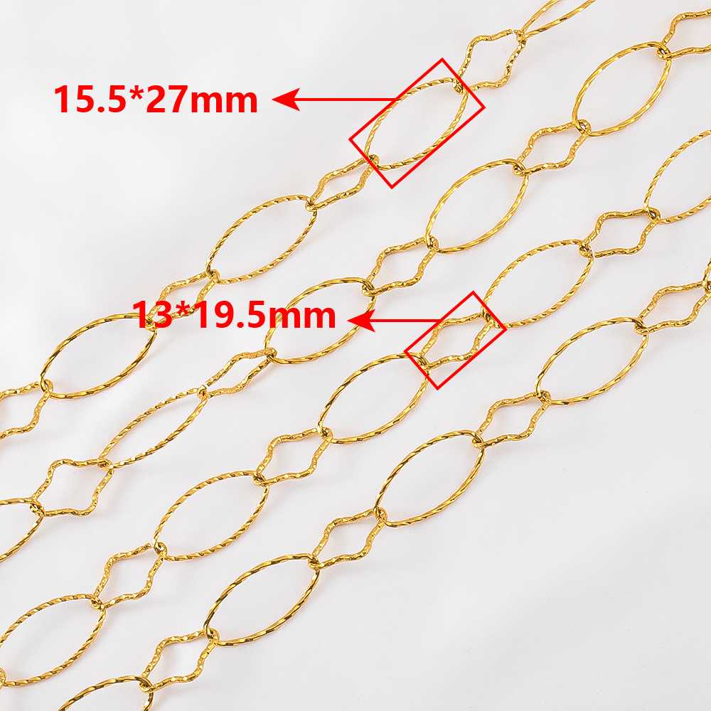 1Meter Stainless Steel Gold Plated Link Chain for Needlework DIY Men Necklace Bracelet Jewelry Making Materials Supplies No Fade