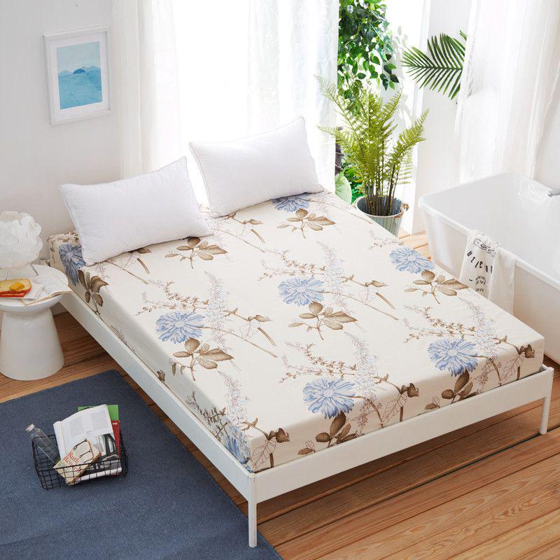 Bed Sheet Fitted Cover Without Pillowcase Floral Printed Single Double Size King
