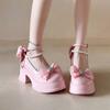 Bow Beaded Women High Heels Shoes Marie Janes Chunky Sandals Designer 2025 Summer Lolita Dress Party New Woman Pumps Zapatos