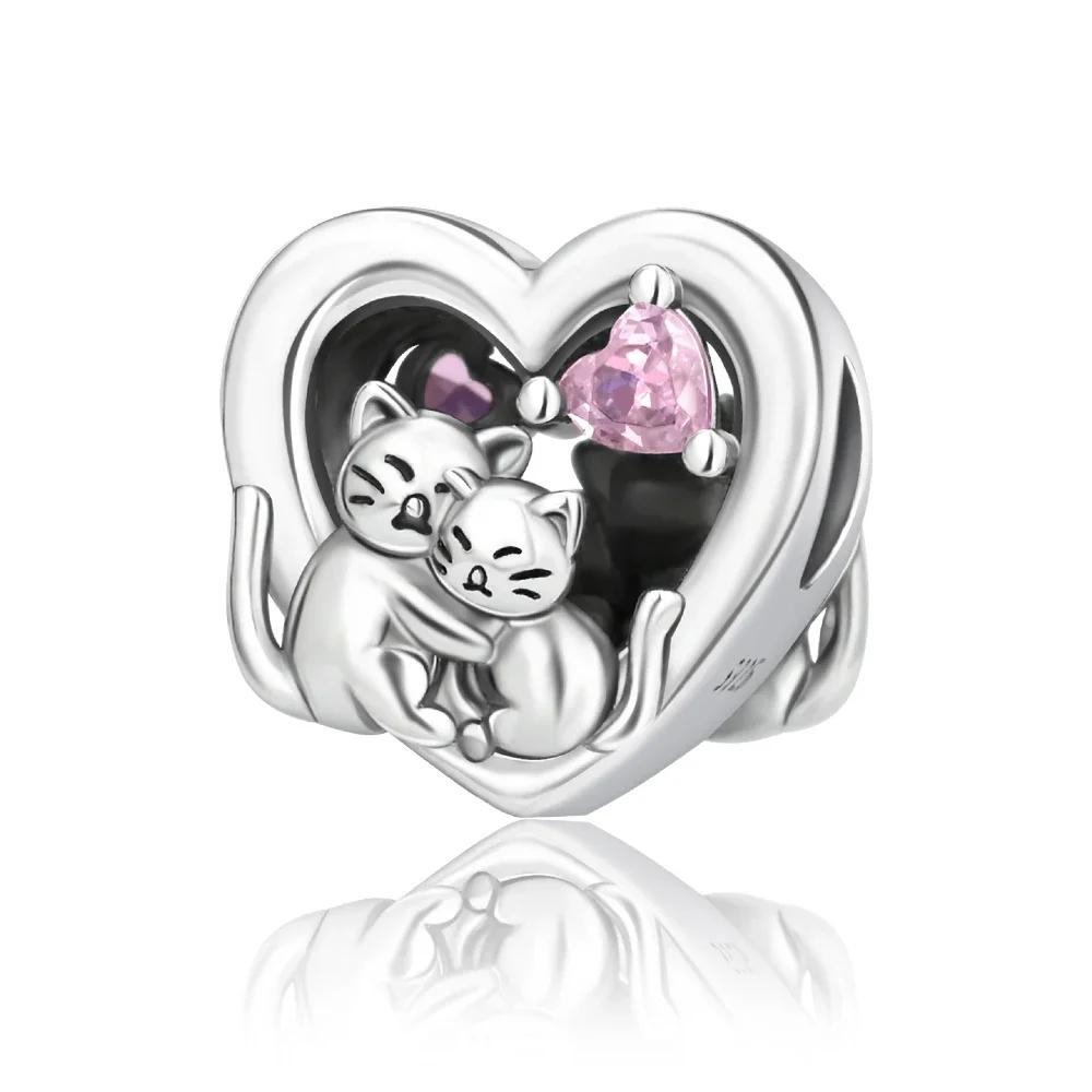 

New Copper Animal Bead Cat Wolf Bee Owl Heart Charms Fit Original Pendant Bracelet Necklace Diy Ladies Fine Jewelry