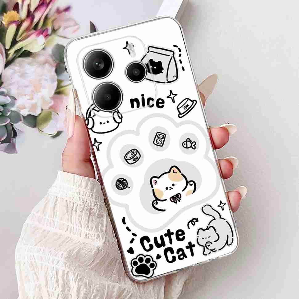 For Xiaomi Redmi Note 14 Pro 5G Case Beautiful Flower Heart Cover Soft Silicone Casing For Redmi Note 14 Note14 4G Cover Coque