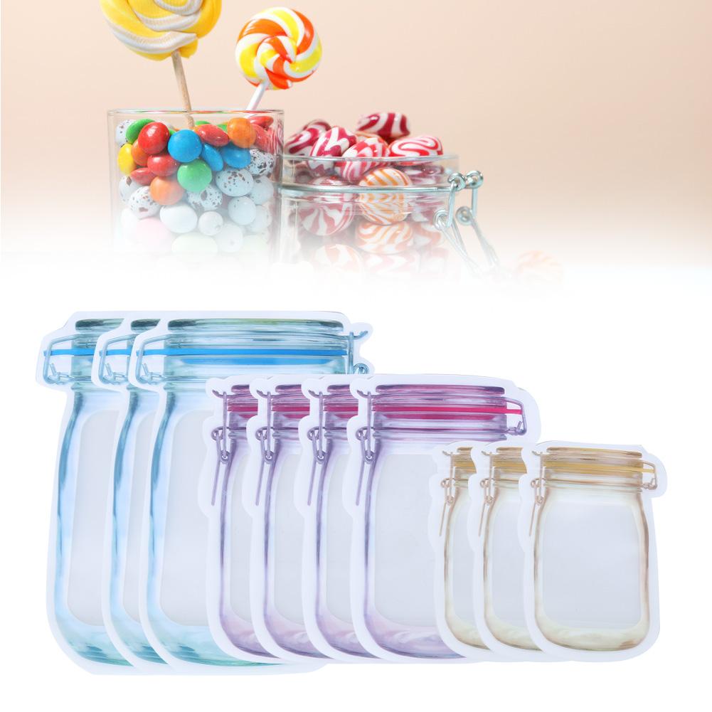 Sealing Zipper Bag Reusable Portable Food Saver Storage Bags Snack Zip Lock Bags(#3 3pcs L 4pcs m 3pcs S )