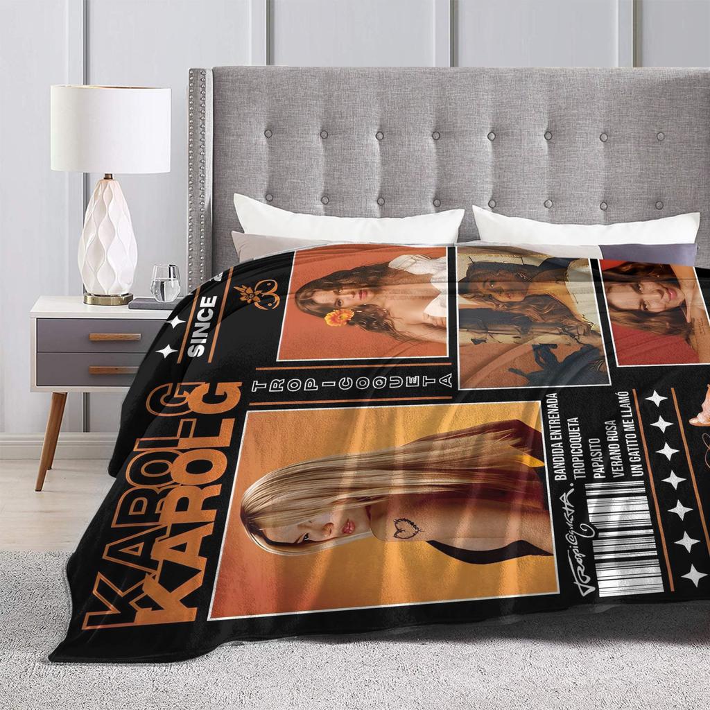 KAROL G Tropicoqueta Flannel Blanket Winter Warm Soft Throw Blanket for Boy Girl Bedroom Aesthetic Bedspread Sofa Bed Cover