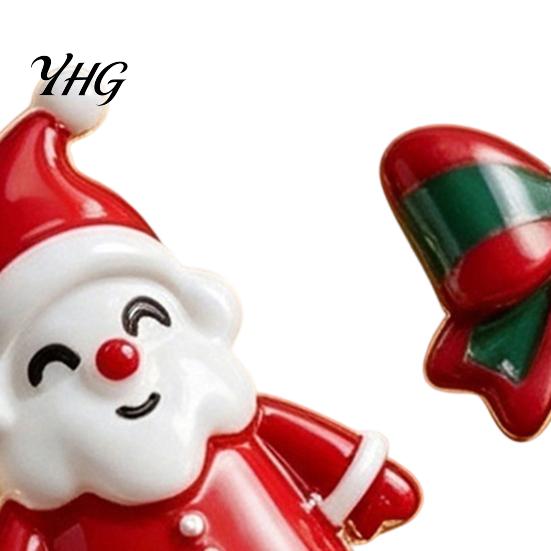 Oil Dripping Jewelry 1 Pair Christmas Earrings for Women, Santa Claus Jingle Bell Bow Fun Gift Her Stud Earrings, Holiday Accessories Xmas Party,