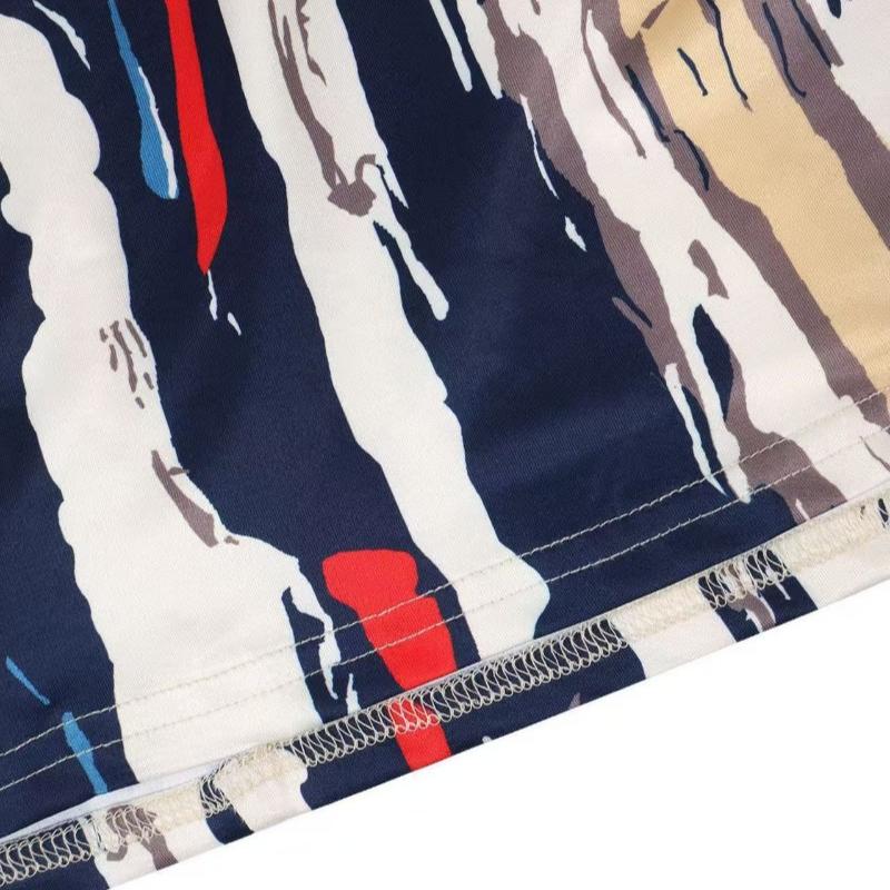 Sommer Neu Bedrucktes V-Ausschnitt Lässiges Sexy Langes Kleid Damen Hohe Taille Schlanke Passform Elegante Kleider Damen Vintage Gestreiftes Büro Damen Party Club Kleid 26270