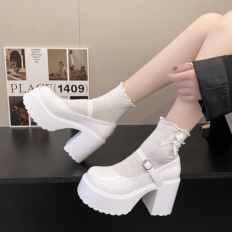 2023 Women's Retro Mary Jane Chunky Heel Leather Shoes - Height Boosting French Fashion