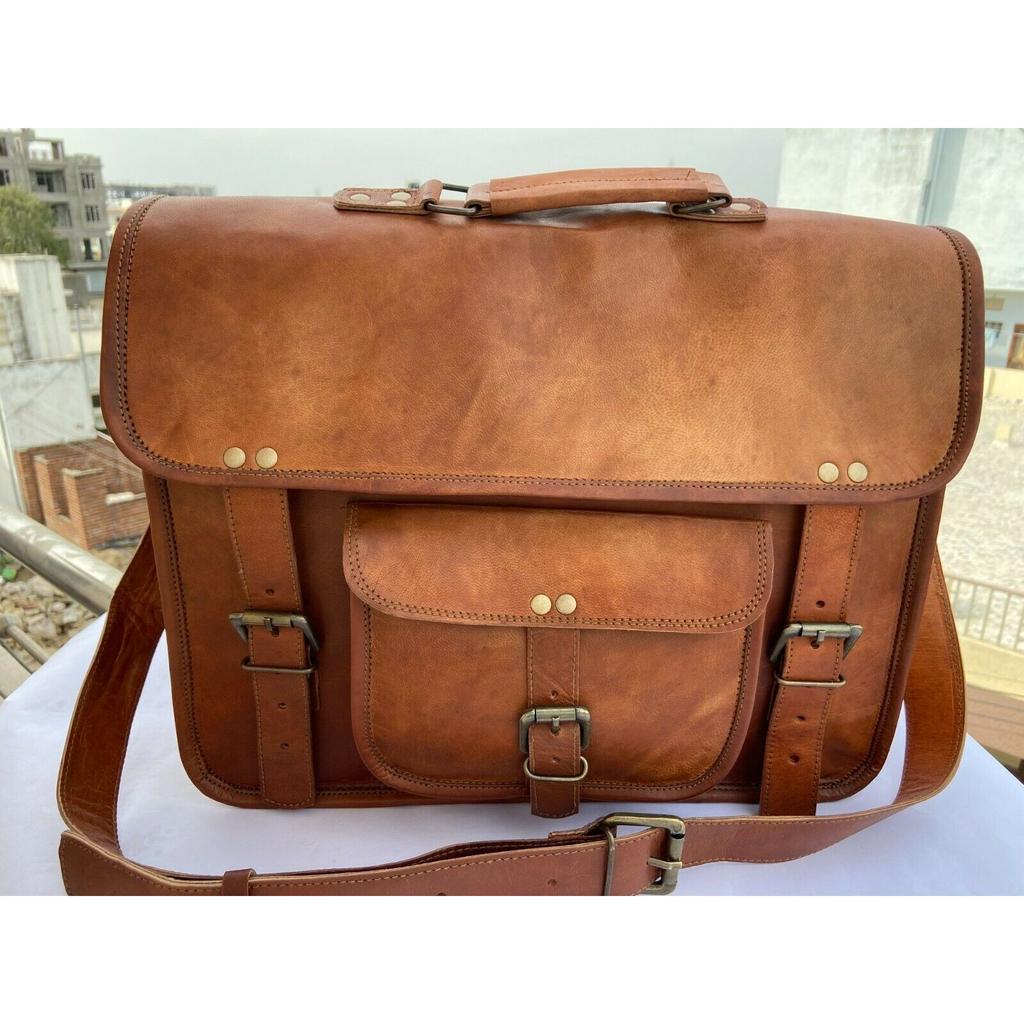 Tasche Echtleder Messenger Schulter Herren Laptop Satchel Handtasche Braun Neu Laptop