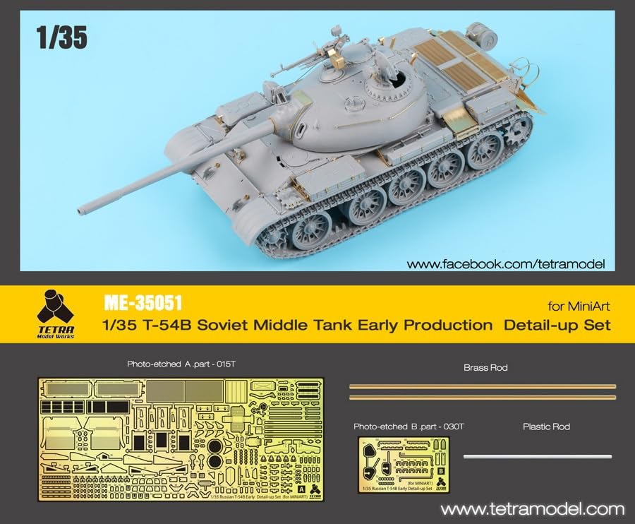 Tetra Model ME Series Russian Medium Tank Early Production Type Plastic Model Parts ME3551 1/35 T-54B (MIN)