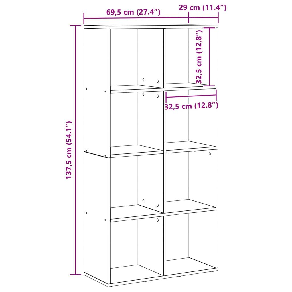 Bookshelf Black Oak Look 69.5 x 29 x 137.5 cm