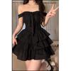 Rochie cu bretea neagră stil Hepburn francez, cu un singur umăr, pentru femei, de vară, design de nișă high-end, fustă scurtă