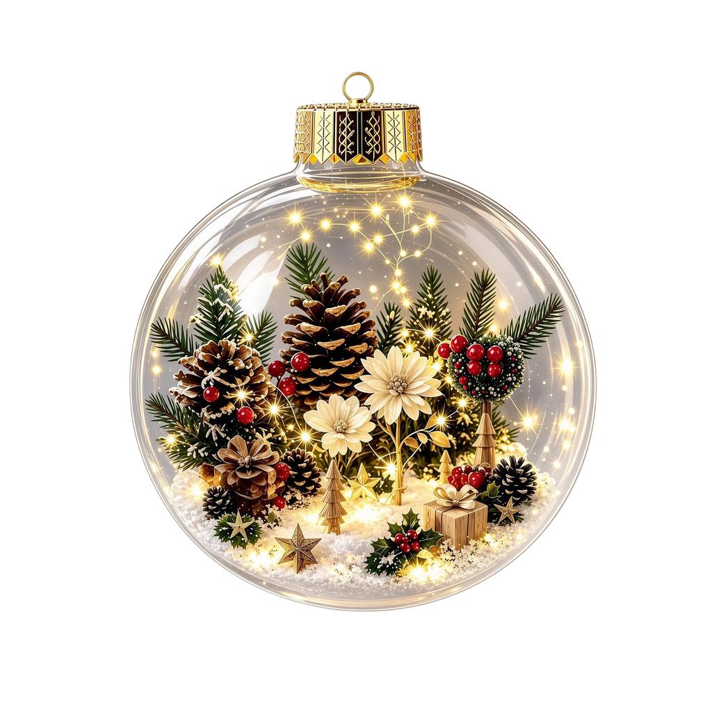 3D Christmas Ornament Transparent Ball with Holiday Scene Hanging Decoration for Christmas Tree