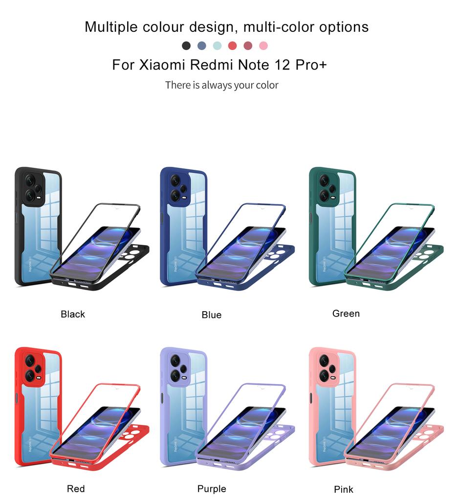 360 Clear Case for Xiaomi 12T Pro 13 Lite Redmi Note 12 11 Pro Plus 5G 12S 11S POCO X5 Pro F5 Full Protection Phone Bumper Cover