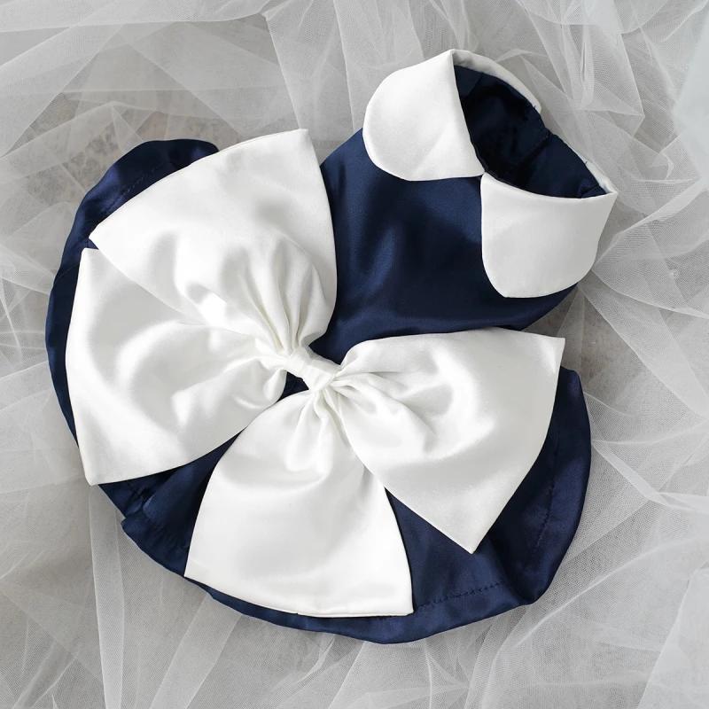 

Small Dog Dress Cat Dresses Puppy Skirt Yorkshire Terrier Pomeranian Dog Clothes Shih Tzu Pet Wedding Dress Costume Apparel XL темно-синий