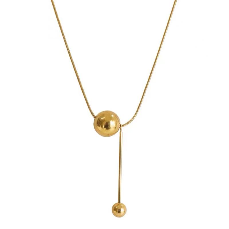 Simple Golden Ball Pendant Stainless Steel Short Necklace Non Fading Jewelry Sexy Elegent Neck Chain For Woman Gifts