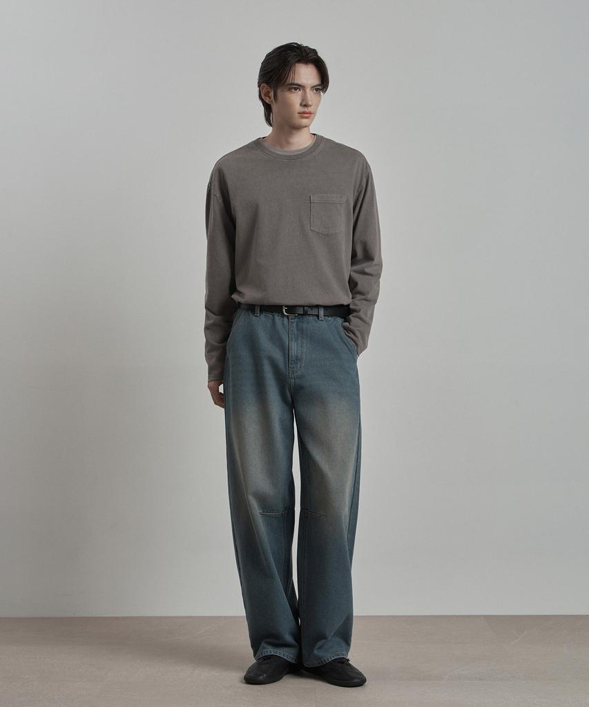 WORK ON BODY OFF Terre Semi-Overfit Pigment T-Shirt [Gray]
