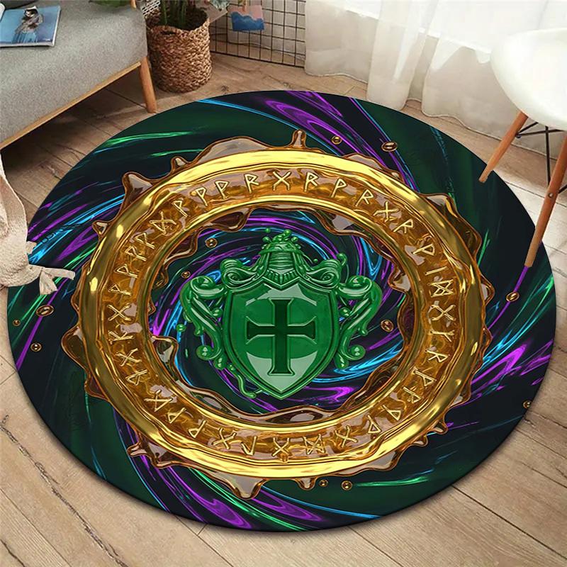 

Круглий килим Vortex Crossing Gate, Килимок для вітальні, спальні, біля дивана, дитячої кімнати, Нековзкий килимок для підлоги 80cmx80cm