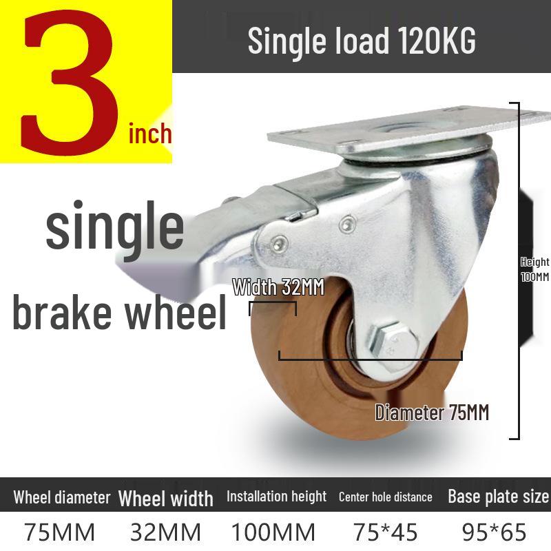 3 to 5 Inch High-Temperature Resistant Swivel Casters with Glass Fiber Bakelite for Oven Carts (Up to 300°)