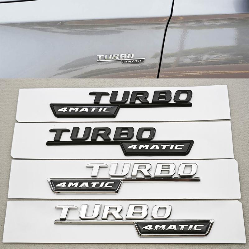 2pcs 3D ABS Chrome Car Letters TURBO 4MATIC Logo Fender Side Badge For Mercedes AMG A35 45 A45S W177 W176 Stickers Accessories