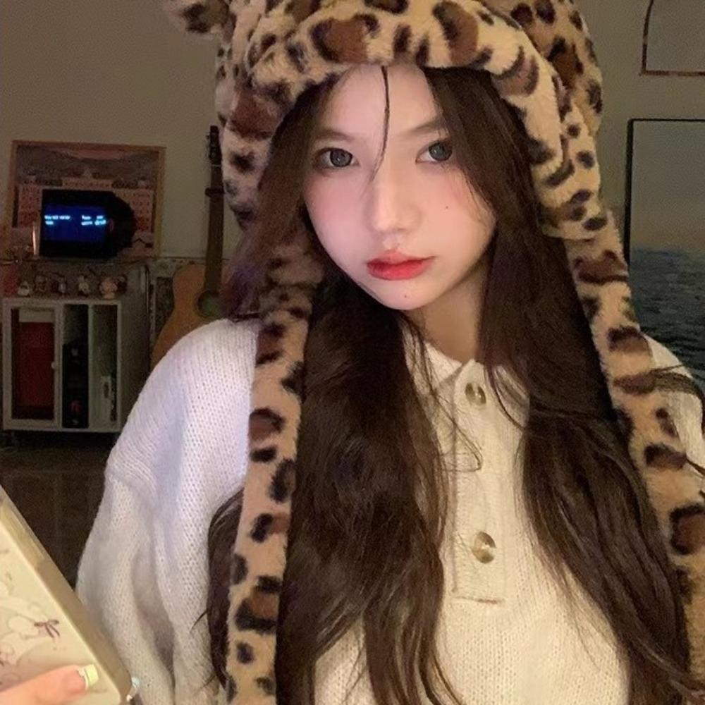 Funny Fashion Winter Hat Ear Protection Furly Cartoon Hat Soft Cute Bucket Hat Women