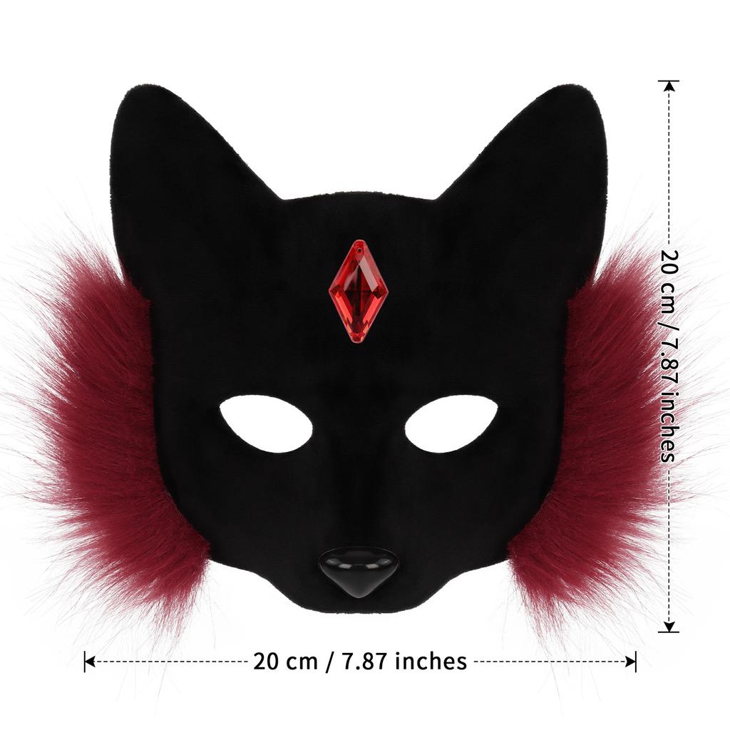 Plush Fox Cat Mask Trendy Animal Half Face Masks Costumes Prop for Halloween Christmas Masquerade Party Cosplay Props