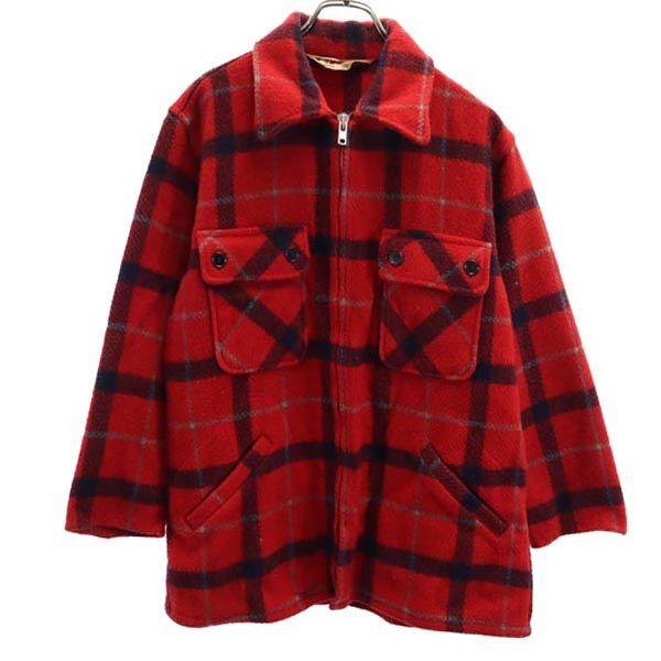 

McGregor Full zip Check Pattern Jacket M Red x black Men s Used