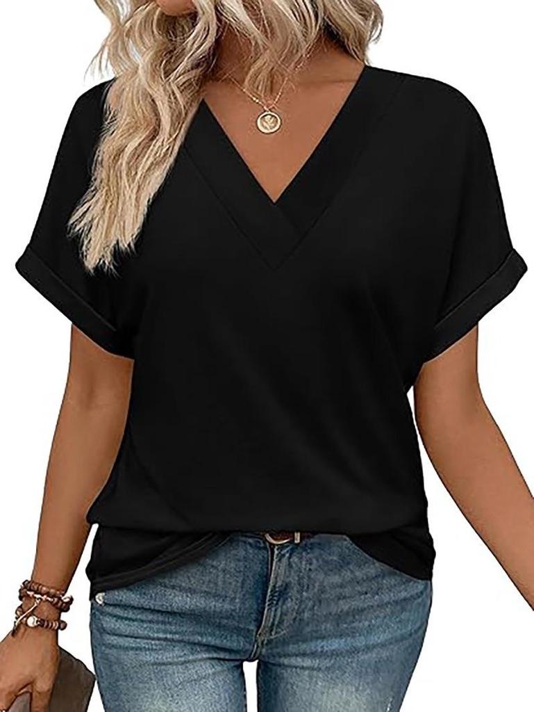 Women's Summer V-Neck Batwing Sleeve Shirt 2026 Fashion