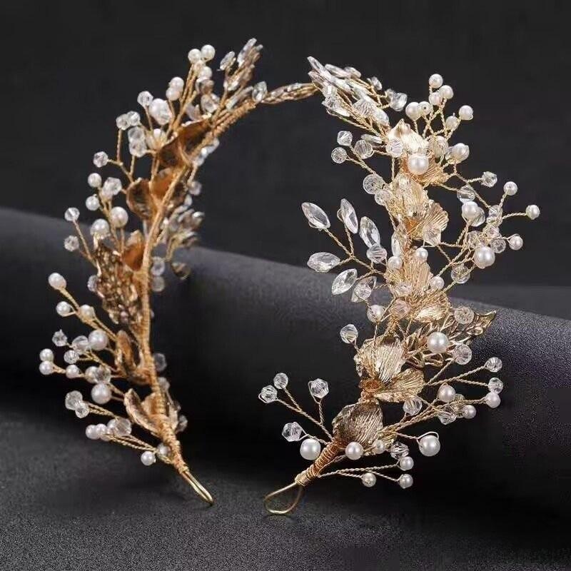 Flower Bride Wedding Tiaras Beaded Flower Headbands Romantic Bridal Headwear Princess