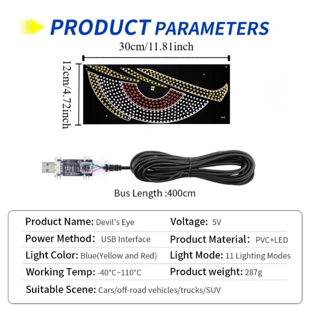 Matrix Pixel Panel Animated Car Truck Eye Truck Devil's Eye Light  Front and Rear Windshield