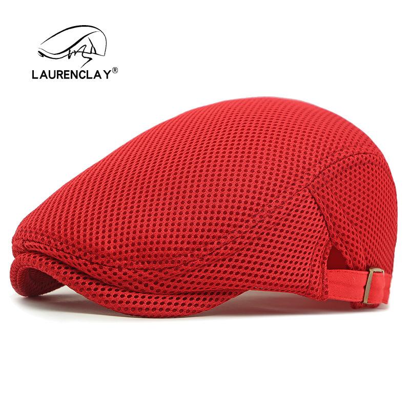 Sommer Dünne Durchbrochene Atmungsaktive Baskenmütze Für Männer Frauen, Koreanische Schlichte Retro Sonnenschutz Schirmmütze Schiebermütze 55-60cm adjustable