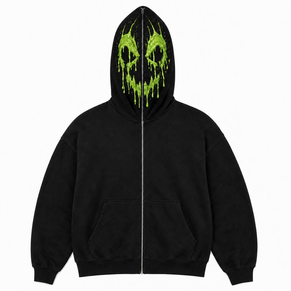 Halloween Cosplay Face Printed Long Sleeve Hoodie Men's and Women's Fashionable Casual Sports Top